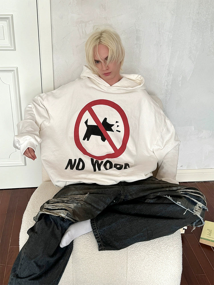 Letter Print Fleece Lining Oversize Hoodie WN21325