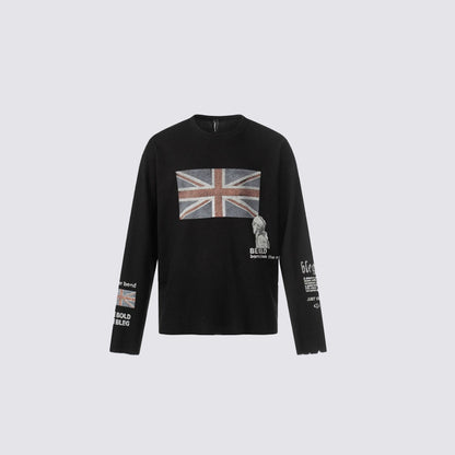 Waffle Texture Graphic Long Sleeve T-Shirt WN28018