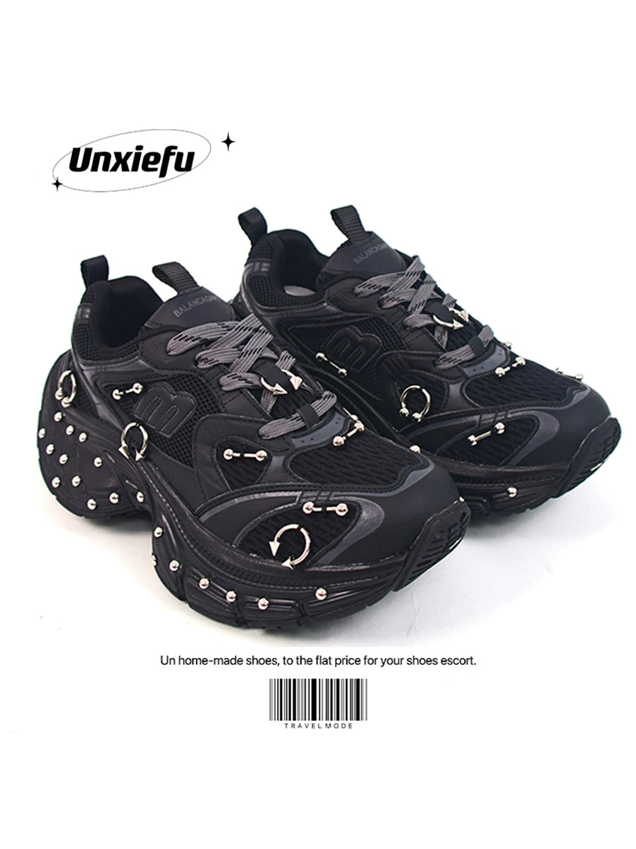 Studded Buckle Chunky Sole Dad Sneakers WN20791