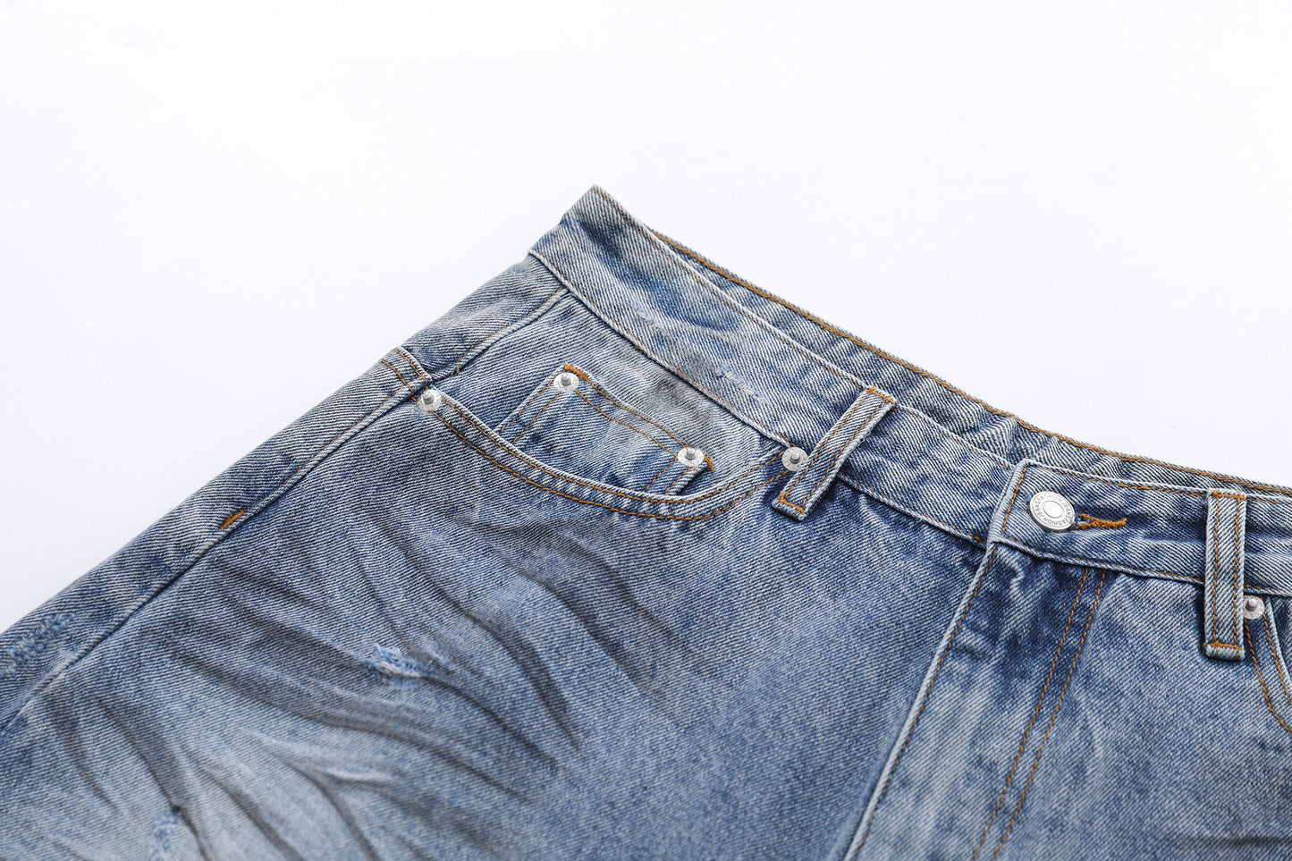Frayed Distressed Denim Half Jeans WN25413