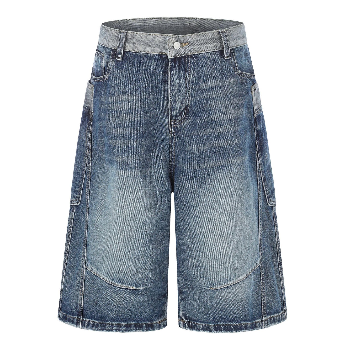 Deconstruction Patchwork Wide Leg Half Denim Pants WN25618