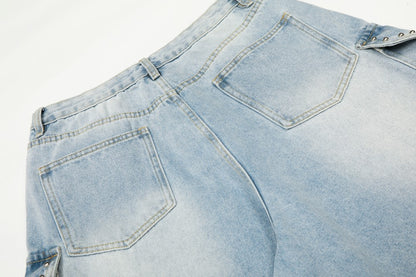 Rhinestone Studded High-Waist Wide Leg Denim Jeans WN27911