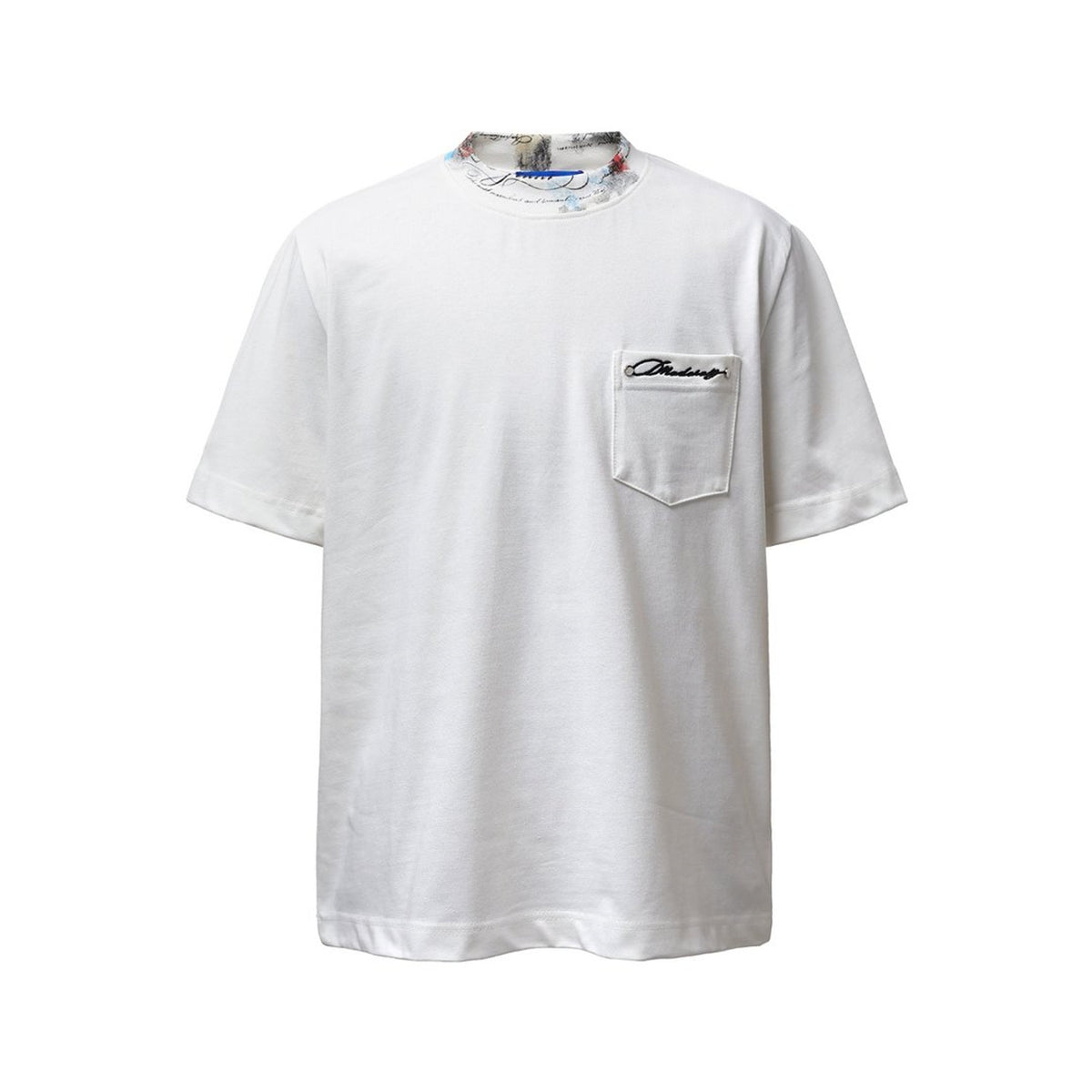 Contrast Collar Pocket Embroidery Short Sleeve T-Shirt WN26800