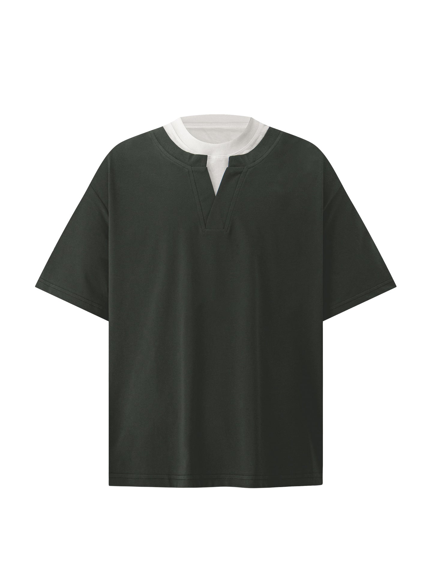 Double-Collar Fake Layered Short Sleeve T-Shirt WN26319
