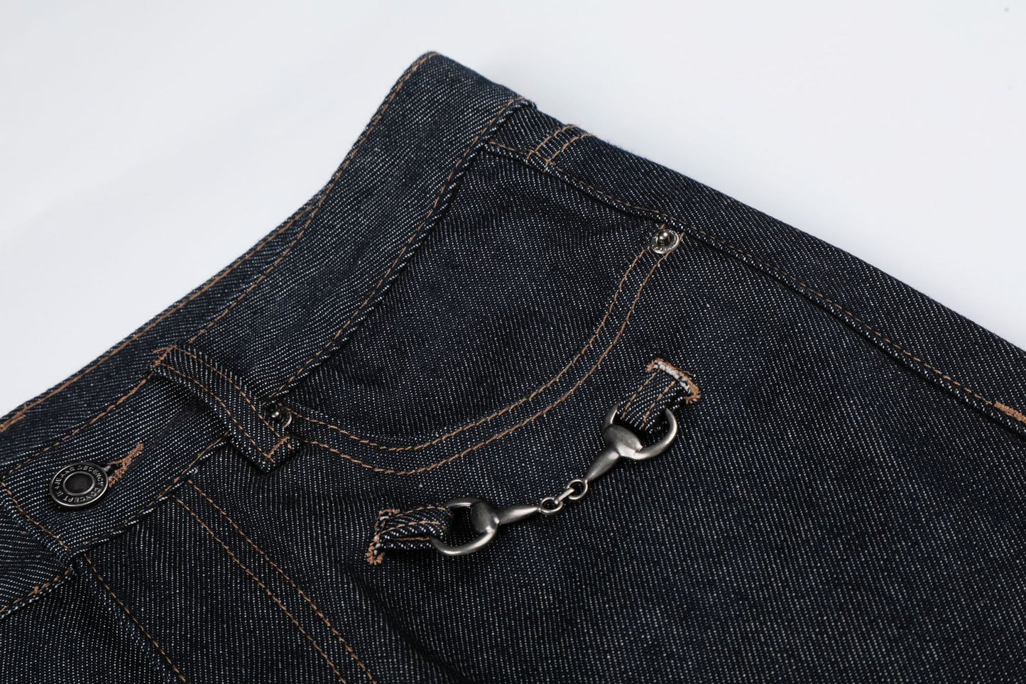 Washed Metal Buckle Wide Leg Denim Jeans WN26169