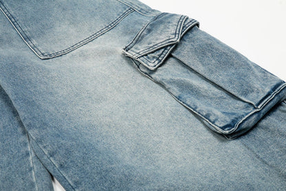 Washed Multi Pocket Curved Denim Jeans WN25974