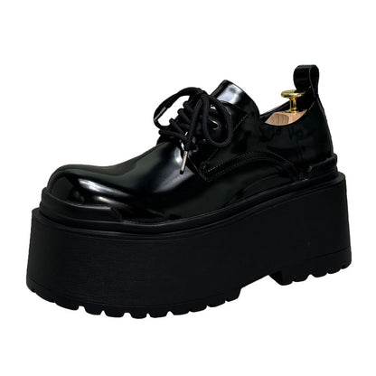 Patent Lace Up Platform Thick Sole Shoes WN24575