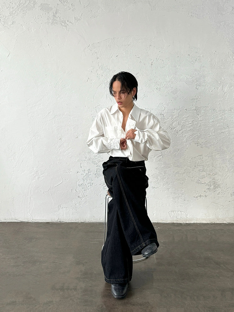 Minimalist Design Double Placket Layered Button Long Sleeve Shirt WN20006