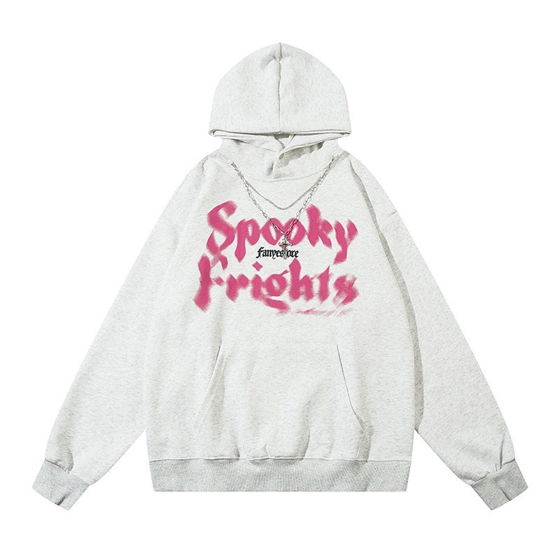 Fuzzy Letter Print Heavyweight Hoodie WN8365