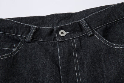 Graphic Embroidery Wide Leg Denim Jeans WN16200