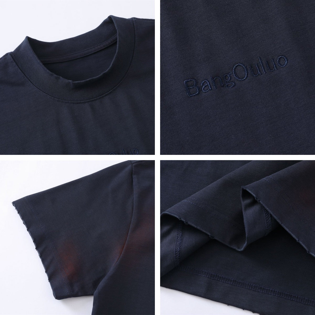 Washed Letter Embroidery Oversize Short Sleeve T-Shirt WN26892