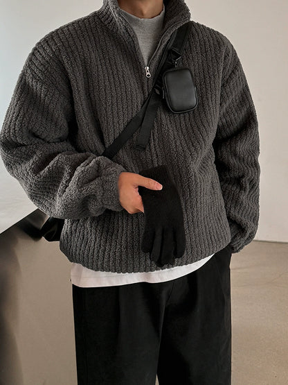 Standing-Collar Oversize Zipper Boa Fleece Jacket WN20232