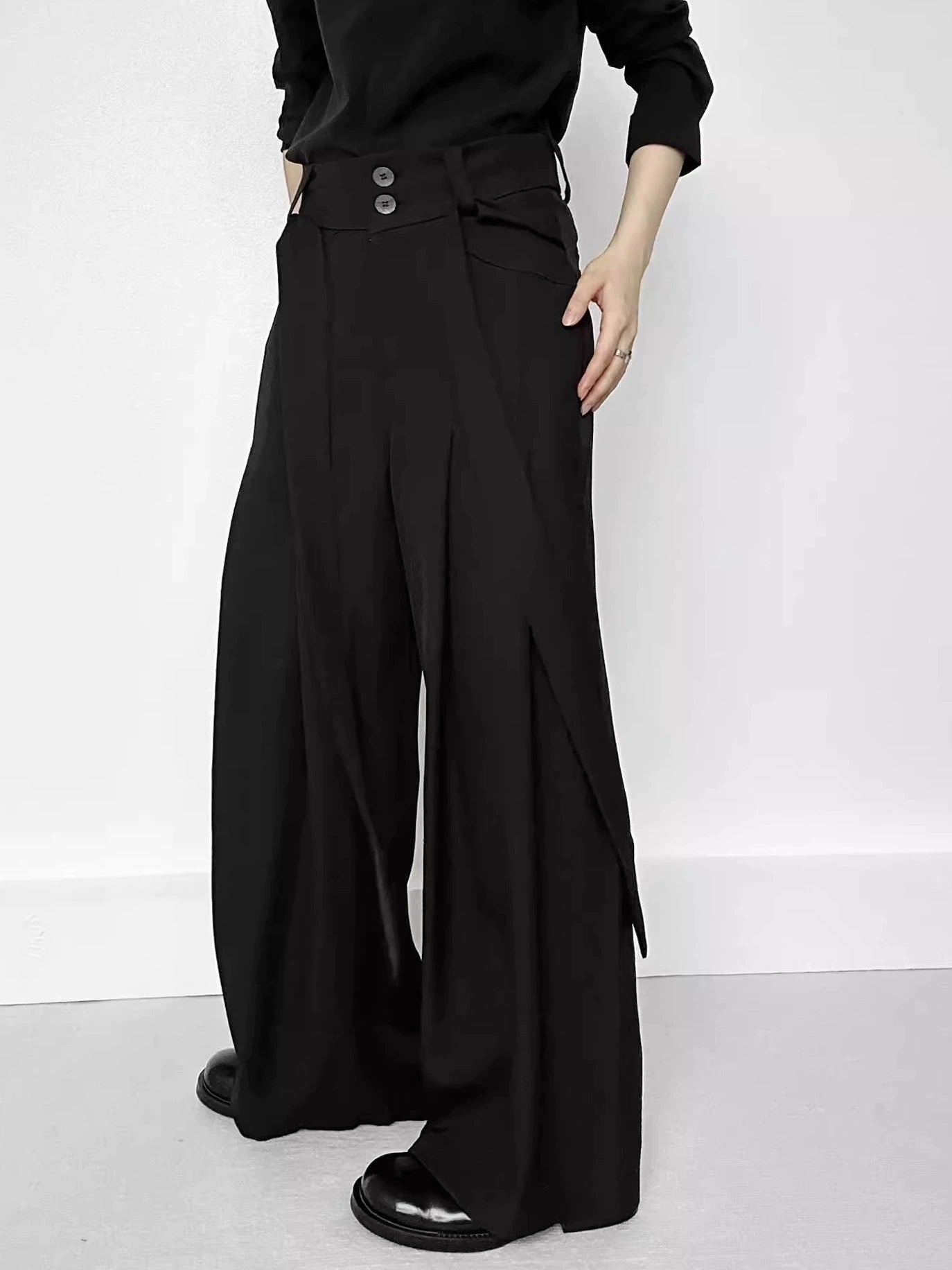 Strap Design Wide Leg Trousers WN19672
