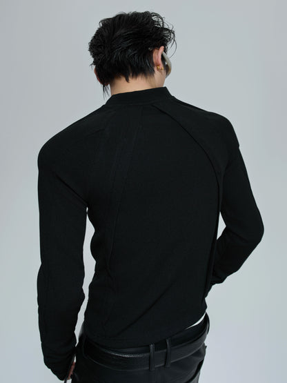 Deconstructed Slim Fit Metal Logo Long Sleeve T-Shirt WN21695