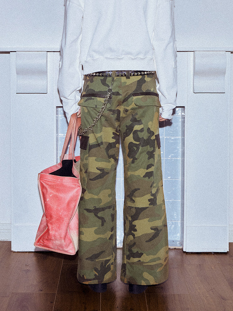Camouflage Wide Leg Cargo Pants WN27151
