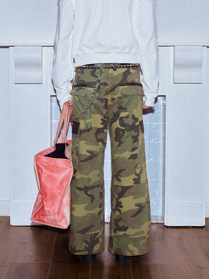 Camouflage Wide Leg Cargo Pants WN27151