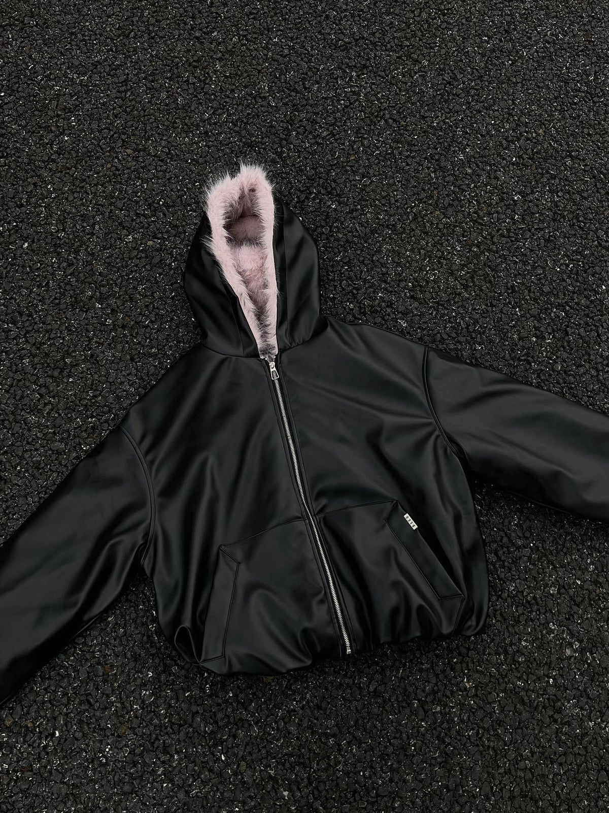 Fake Fur Lining Hooded PU Leather Jacket WN28066