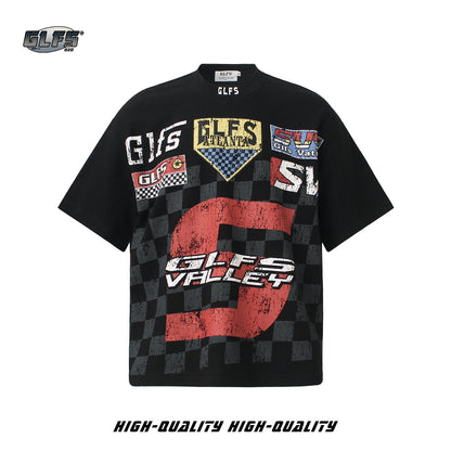 Checkerboard Number Short Sleeve T-Shirt WN26517