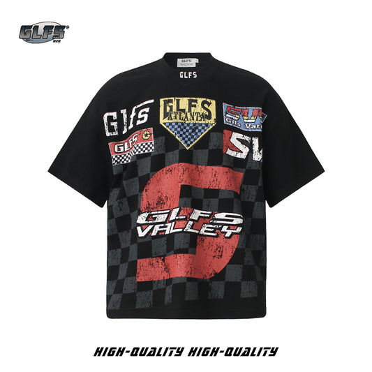 Checkerboard Number Short Sleeve T-Shirt WN26517