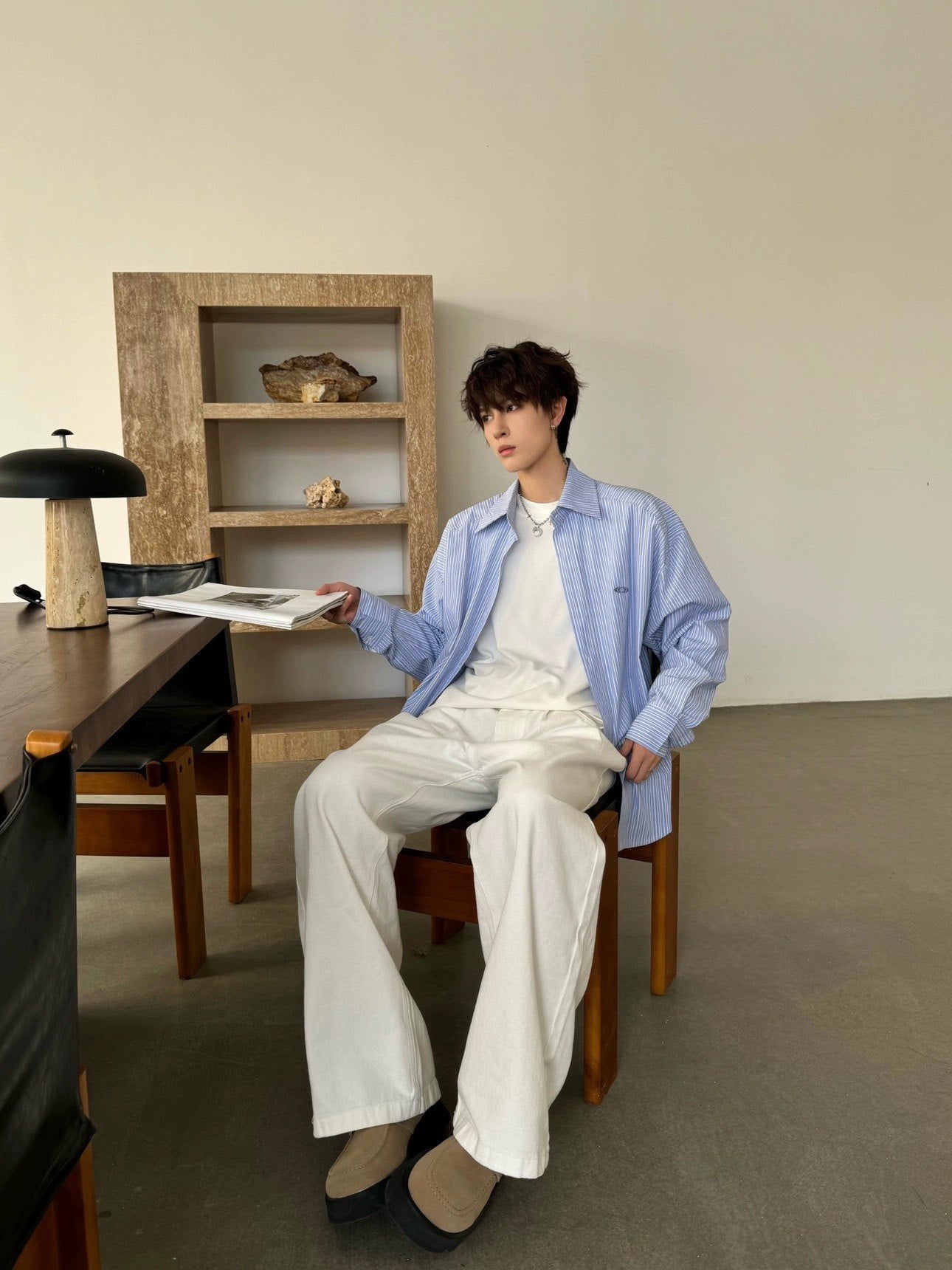 Striped Oversize Long Sleeve Shirt WN23195