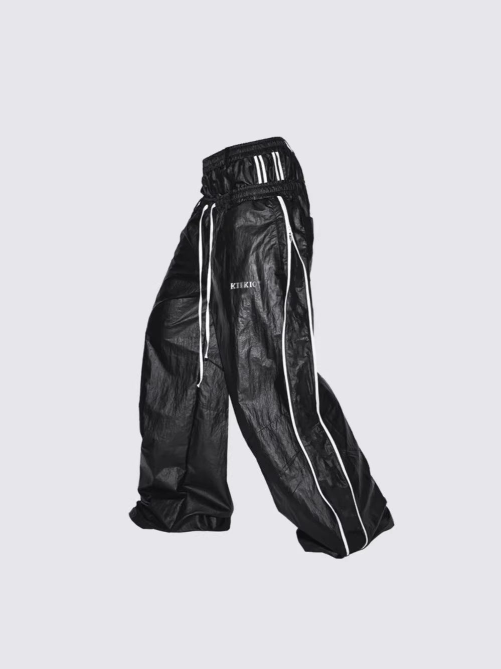 Glossy Fake Fur Collar Jacket & Side Tape Cuff Pants Setup WN28024