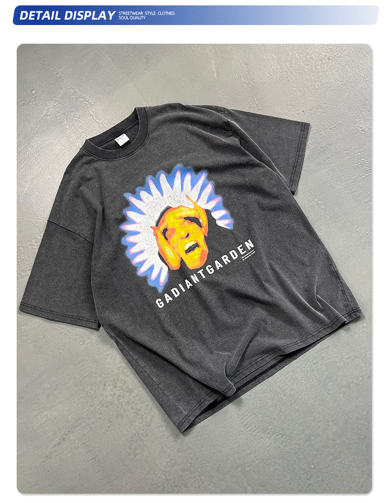 Washed Graphic Print Oversize Short Sleeve T-Shirt WN16249