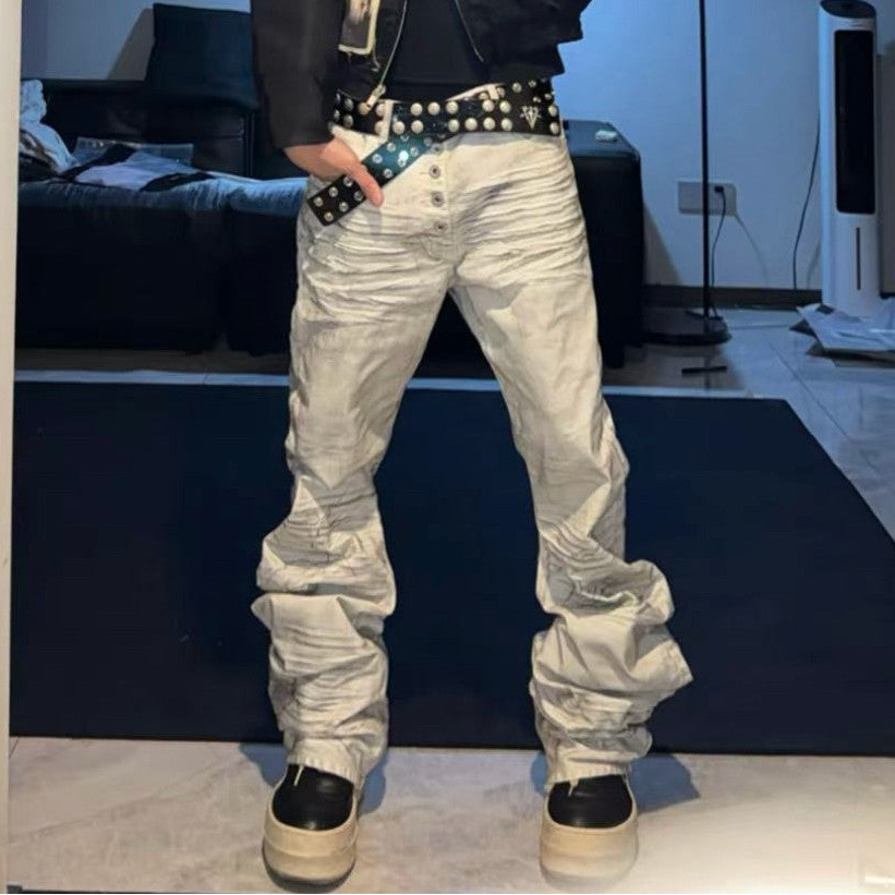 Washed Stacked Denim Jeans WN27402
