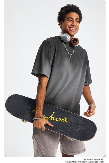 Spray Dye Washed Damage Short Sleeve T-Shirt WN16276