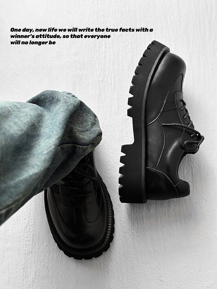 Lace Up Thick Sole PU Leather Shoes WN24505