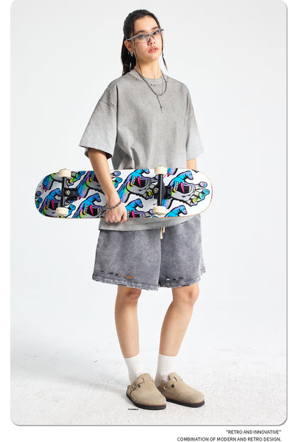 Spray Dye Damage Washed Short Sleeve T-Shirt WN16274