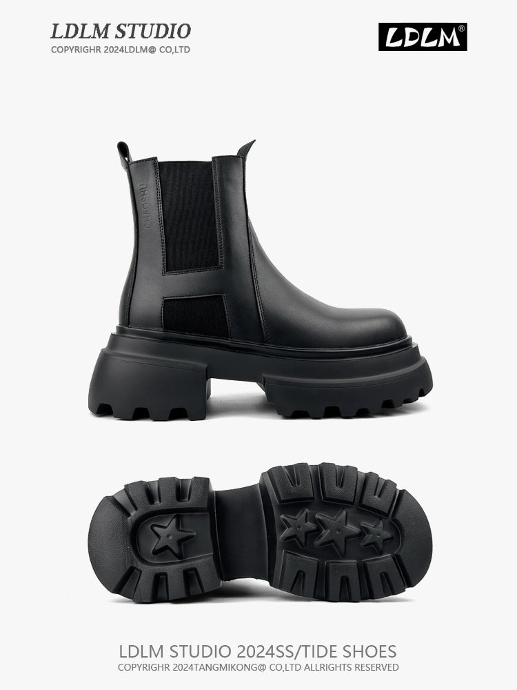 Thick Sole Leather Chelsea Boots WN21250