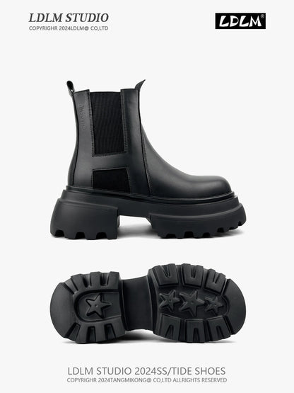 Thick Sole Leather Chelsea Boots WN21250