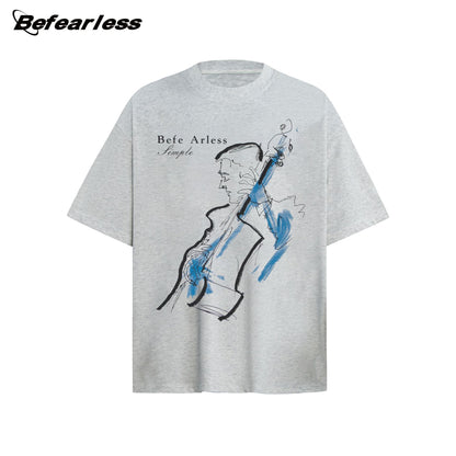 Washed Dirty Abstract Print Short Sleeve T-Shirt WN26183