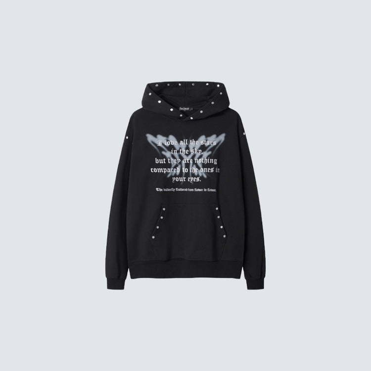 Studs Graphic Print Pocket Hoodie WN28003