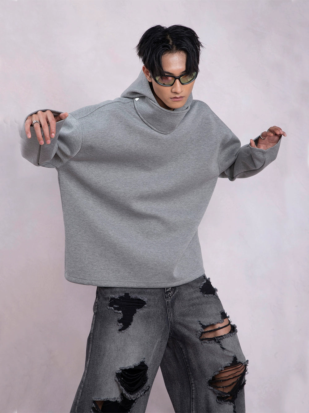 High-neck Oversize Pullover Hoodie WN9331