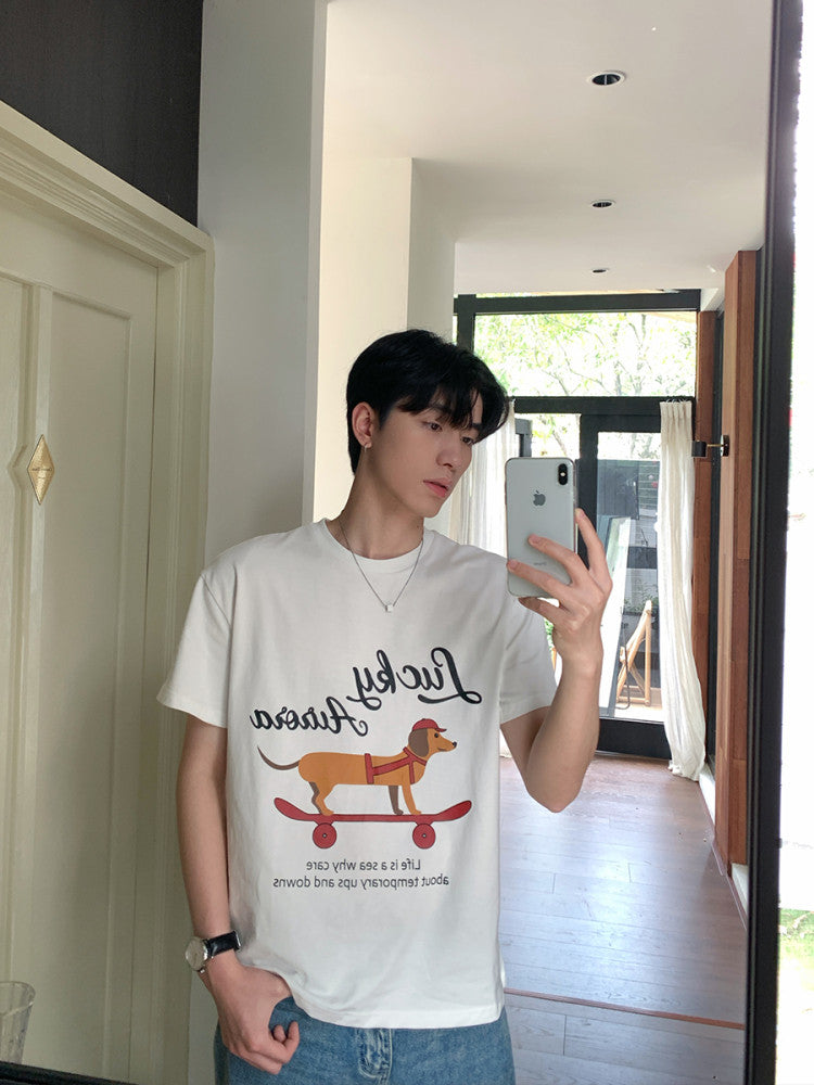 Letter Print Round Neck Short Sleeve T-Shirt WN24965
