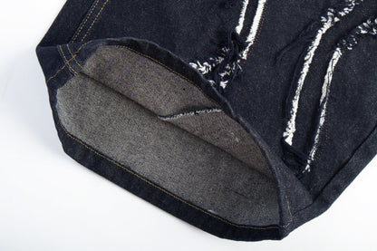 Damage Frayed Wide Leg Denim Jeans WN28017