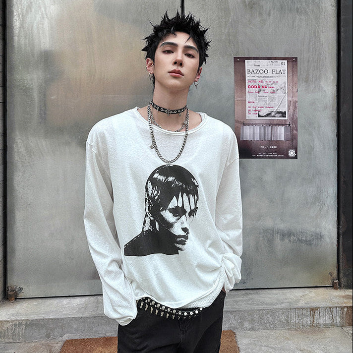 Oversize Graphic Print Long Sleeve T-Shirt WN25139