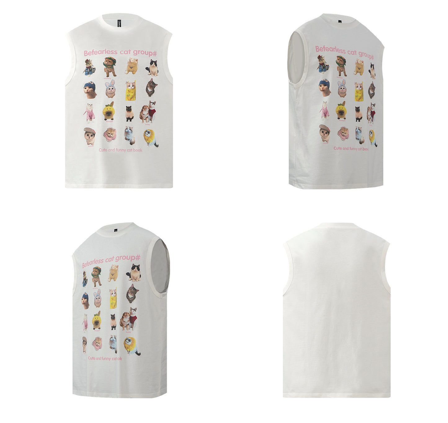 Cat Graphic Letter Sleeveless T-Shirt WN26282