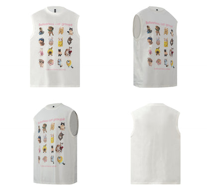 Cat Graphic Letter Sleeveless T-Shirt WN26282