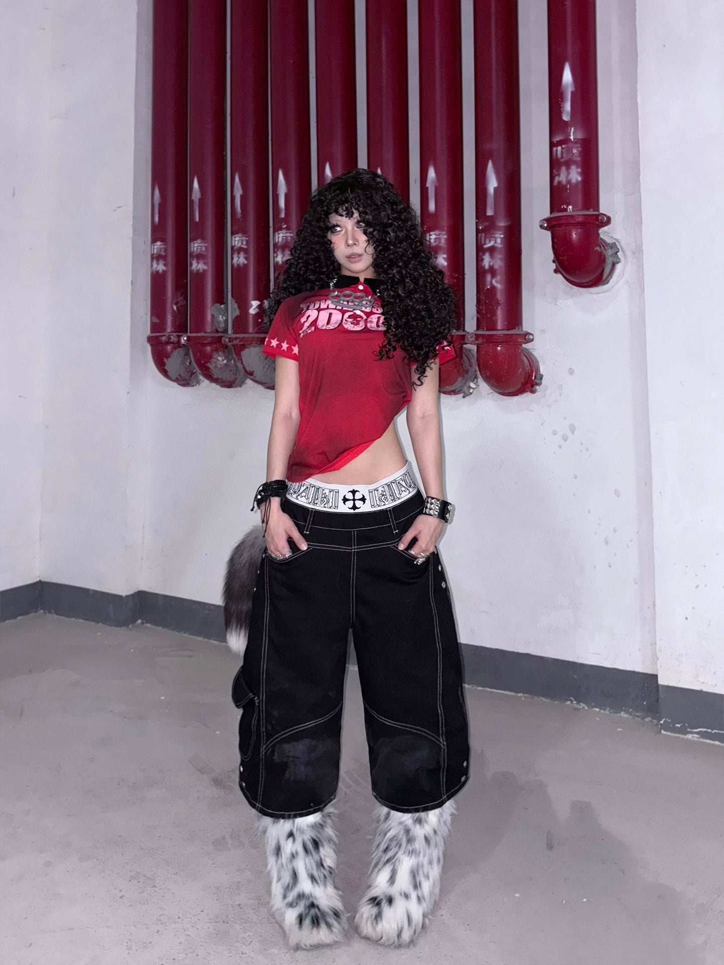 Deconstructed Contrast Multi Pocket Half Pants WN20886