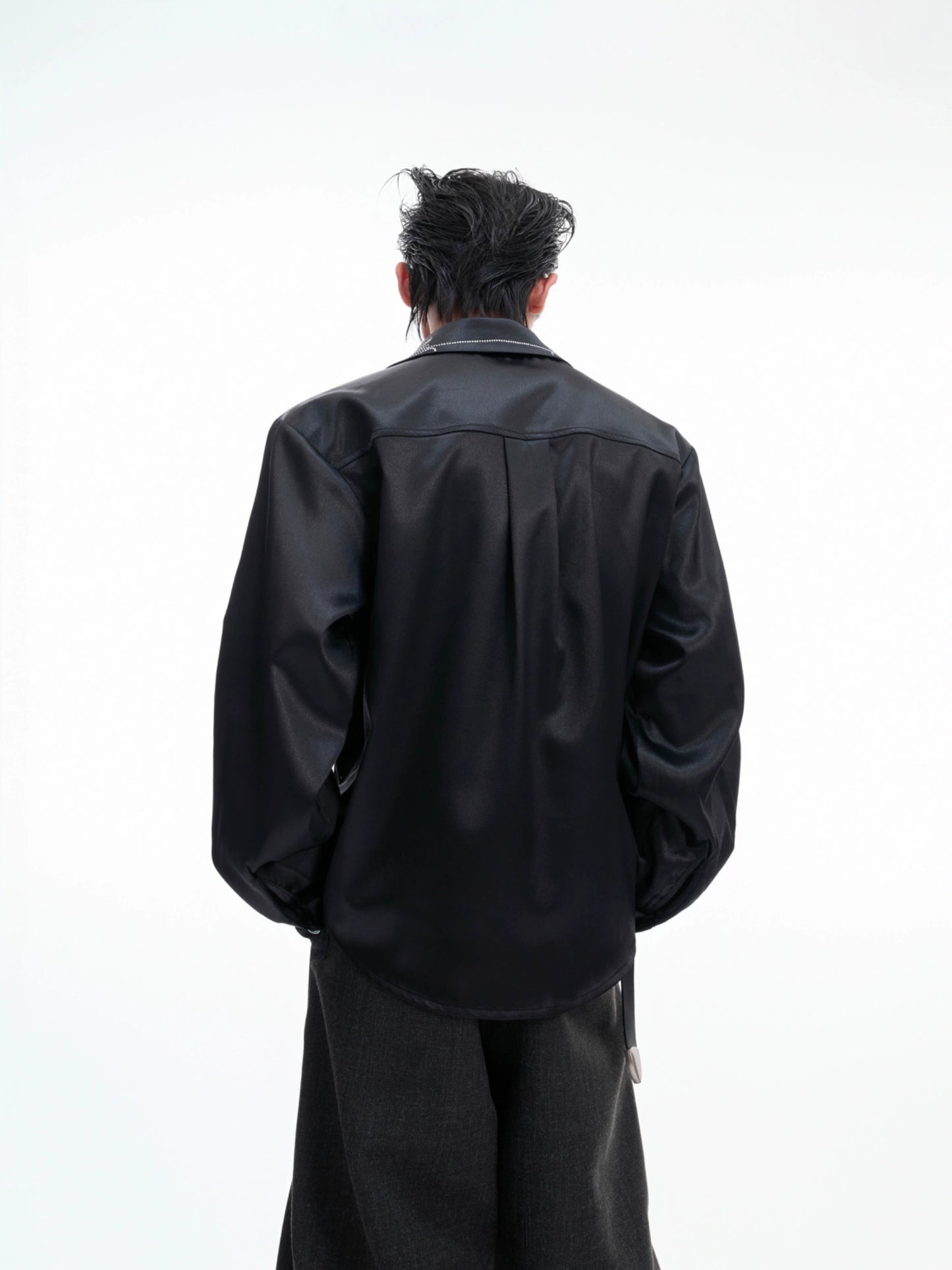 Satin Glitter Long Sleeve Shirt WN20677