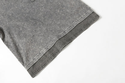 Washed Mock Neck Pocket Short Sleeve T-Shirt WN25407