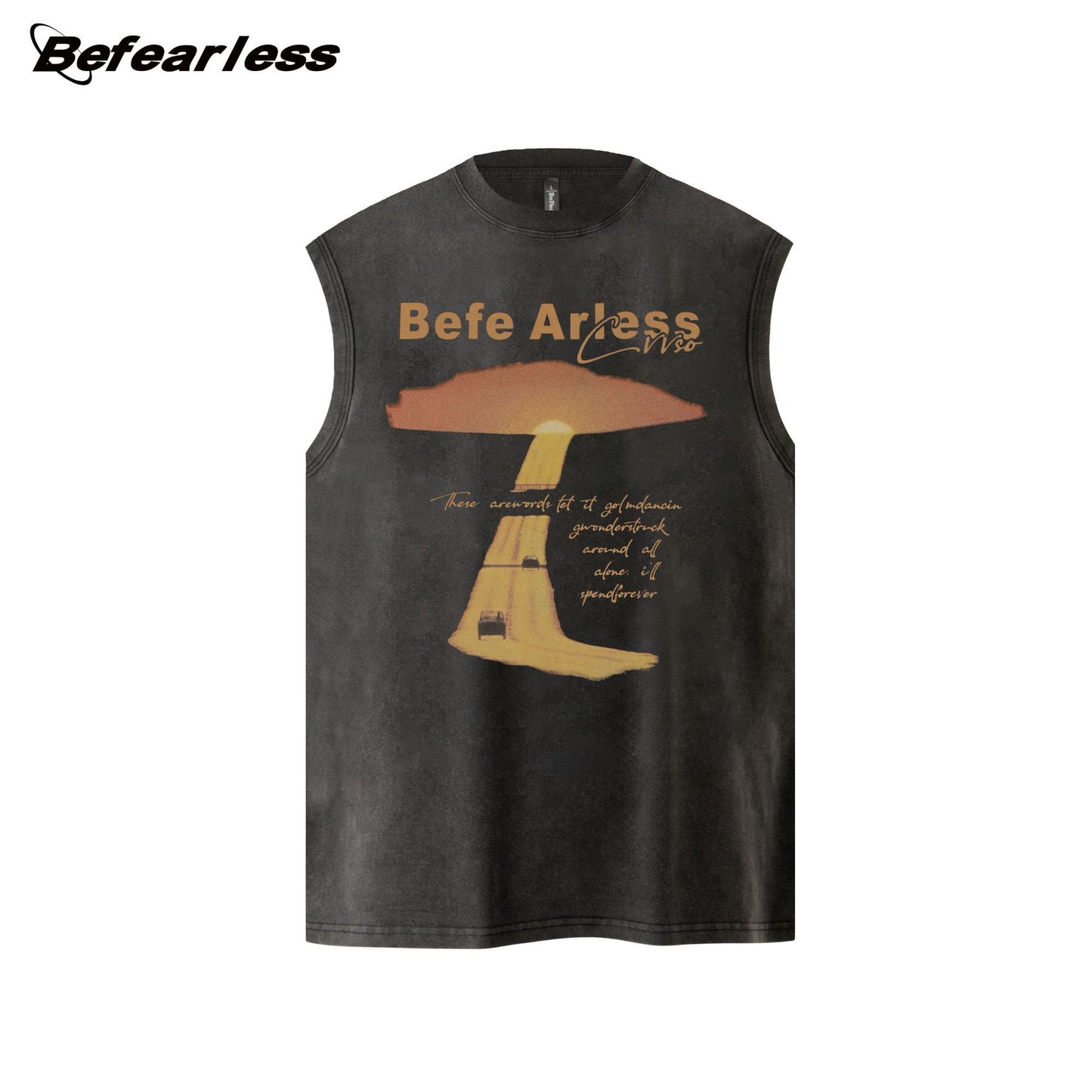 Sunset Print Oversize Sleeveless T-Shirt WN26375