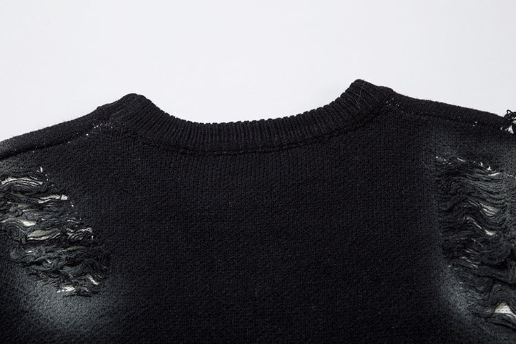 Tie-Dye Graffiti Butterfly Cutout Knit Sweater WN11412