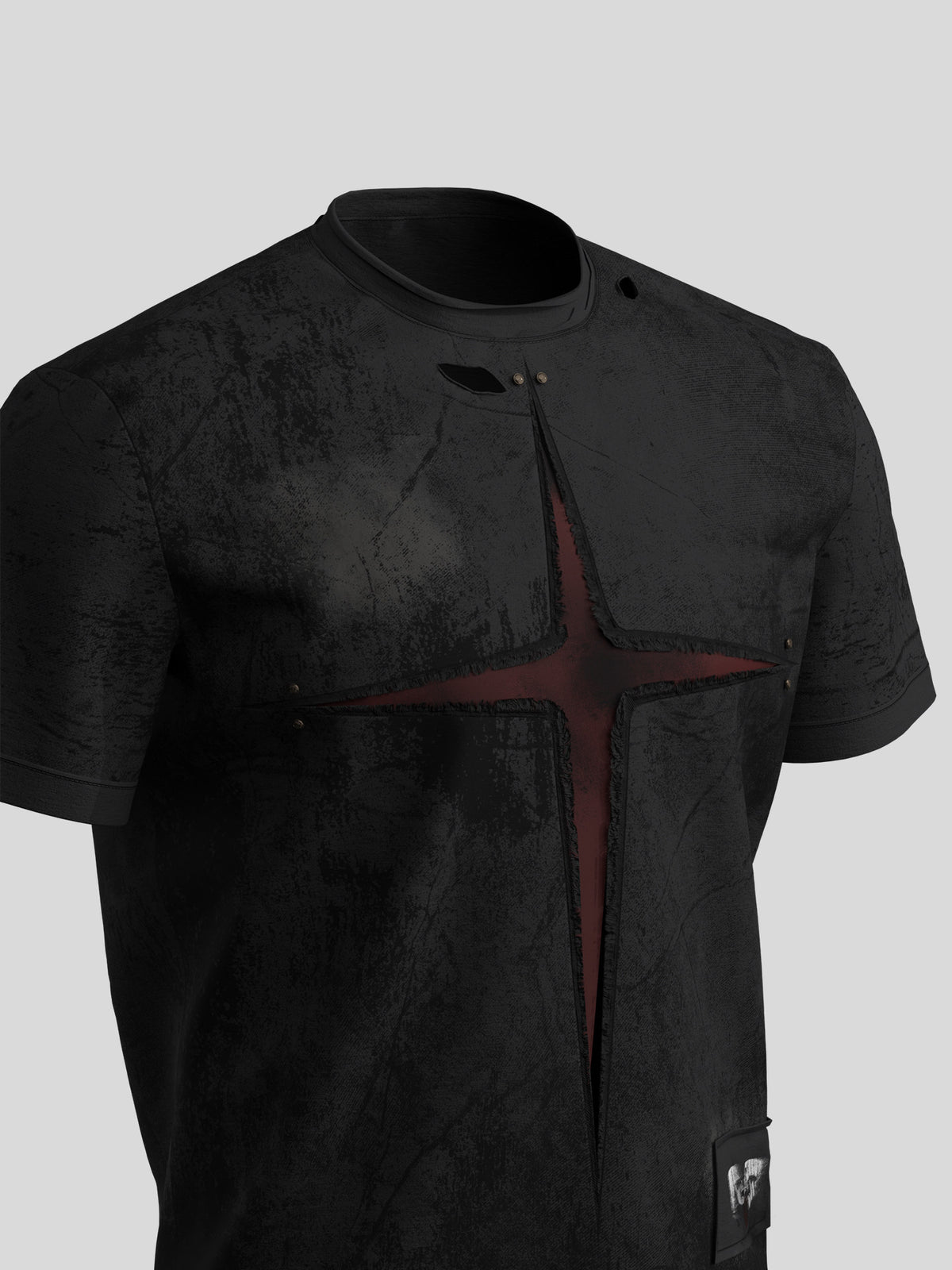 Cross Cutout Gothic Short Sleeve T-Shirt WN27125