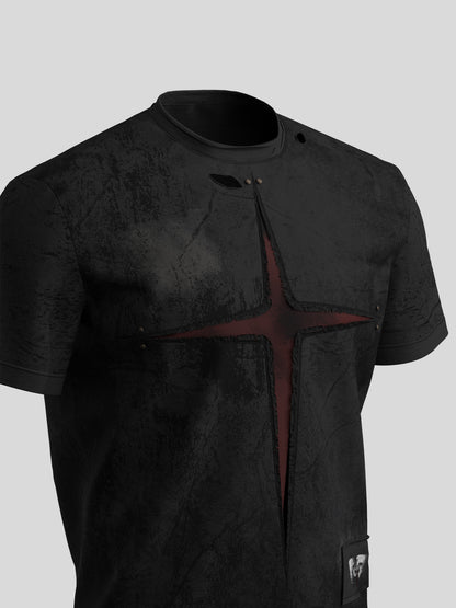 Cross Cutout Gothic Short Sleeve T-Shirt WN27125