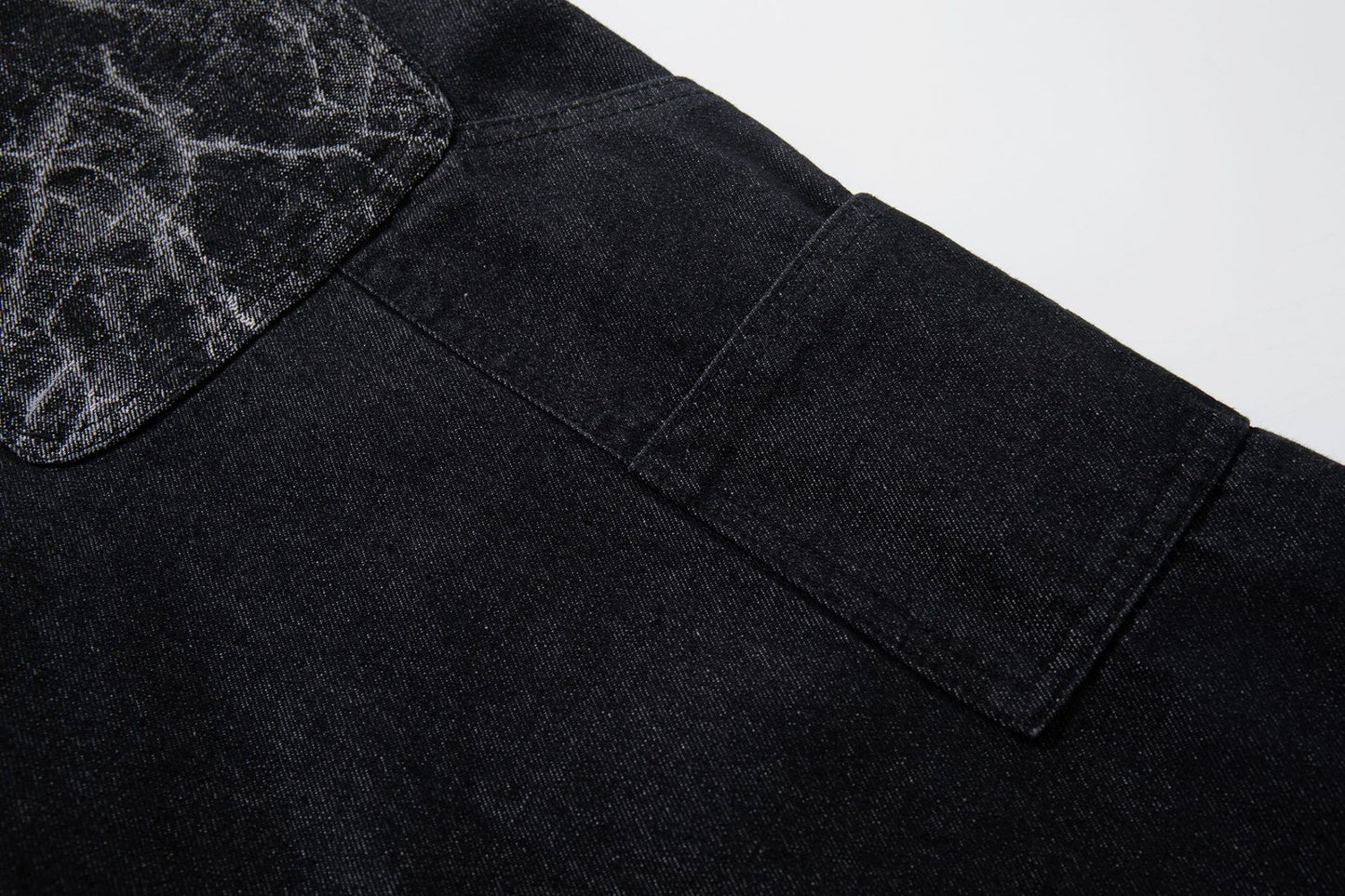 Double Waist Marble Panel Wide Leg Denim Jeans WN25907