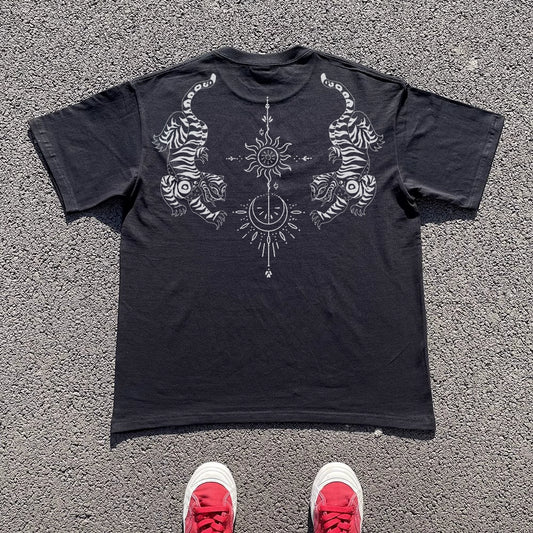 Creative Art Print Oversize Short Sleeve T-Shirt WN16681