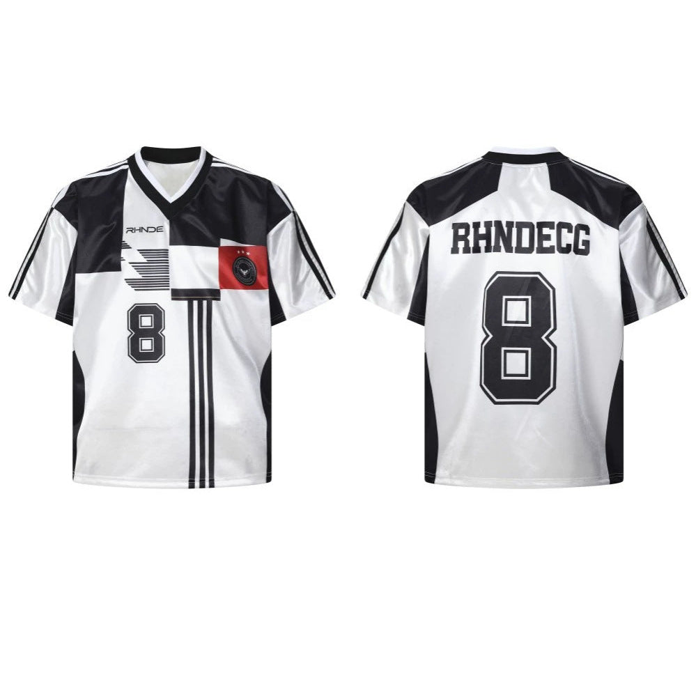 Number Graphic Contrast Stripe Short Sleeve T-Shirt WN27990